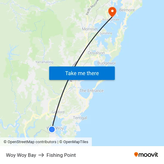 Woy Woy Bay to Fishing Point map