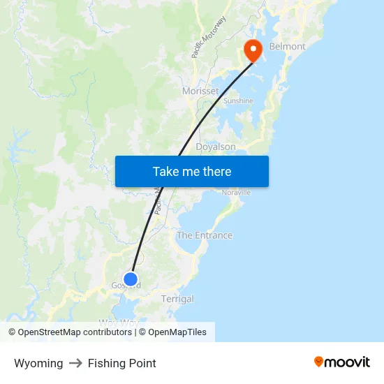 Wyoming to Fishing Point map