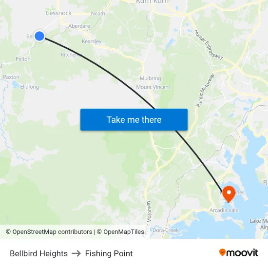 Bellbird Heights to Fishing Point map