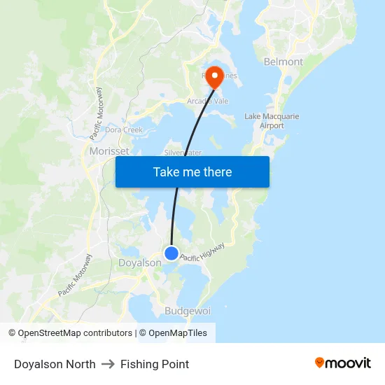 Doyalson North to Fishing Point map