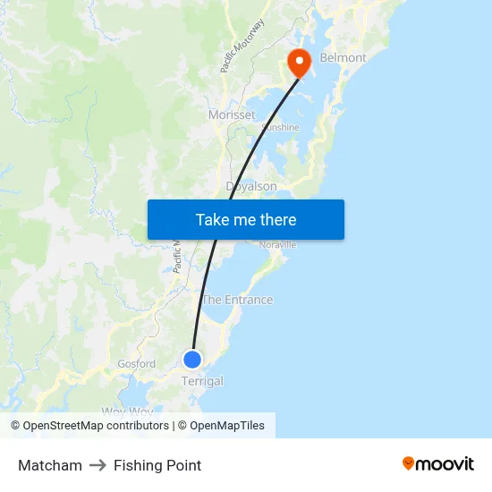 Matcham to Fishing Point map