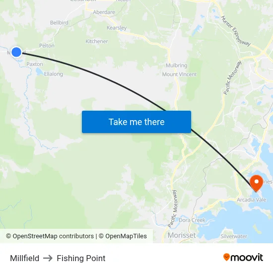 Millfield to Fishing Point map