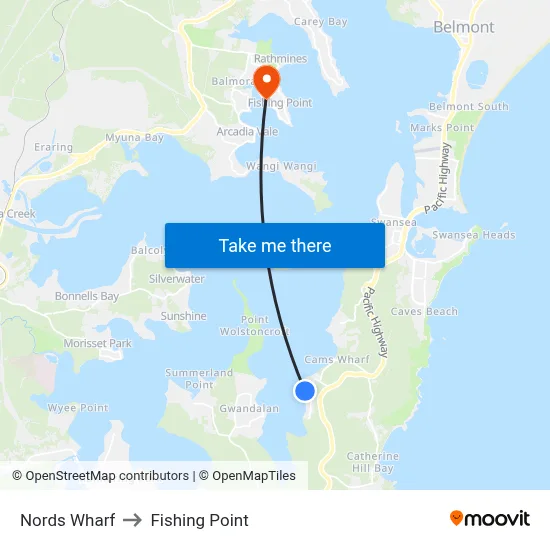 Nords Wharf to Fishing Point map
