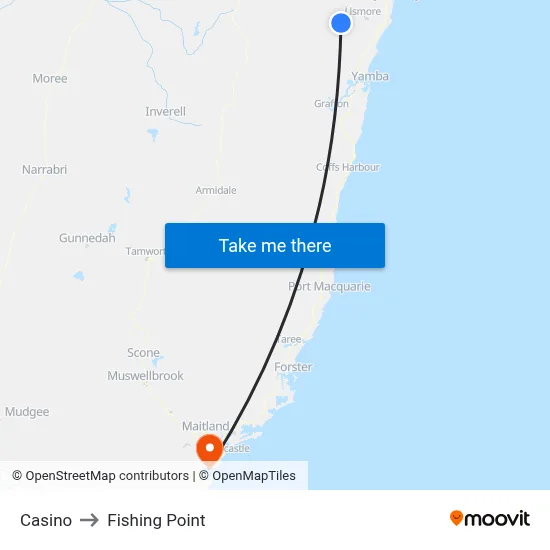 Casino to Fishing Point map