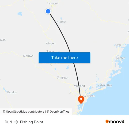 Duri to Fishing Point map