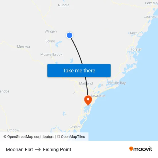 Moonan Flat to Fishing Point map