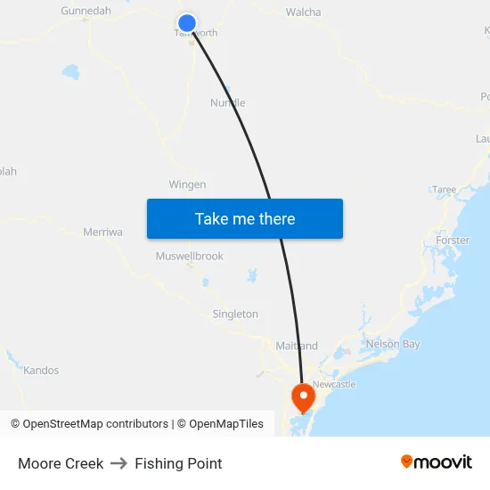 Moore Creek to Fishing Point map