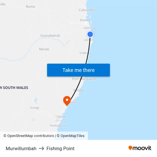 Murwillumbah to Fishing Point map