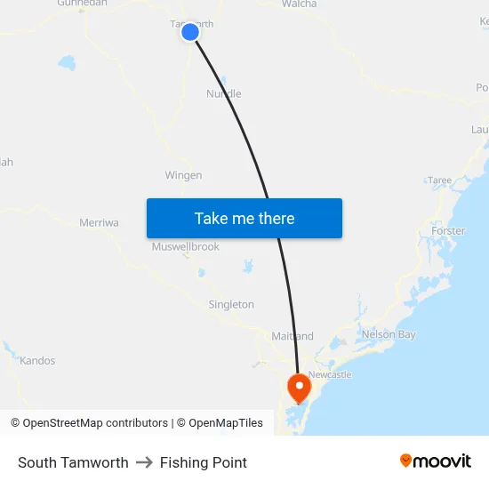 South Tamworth to Fishing Point map