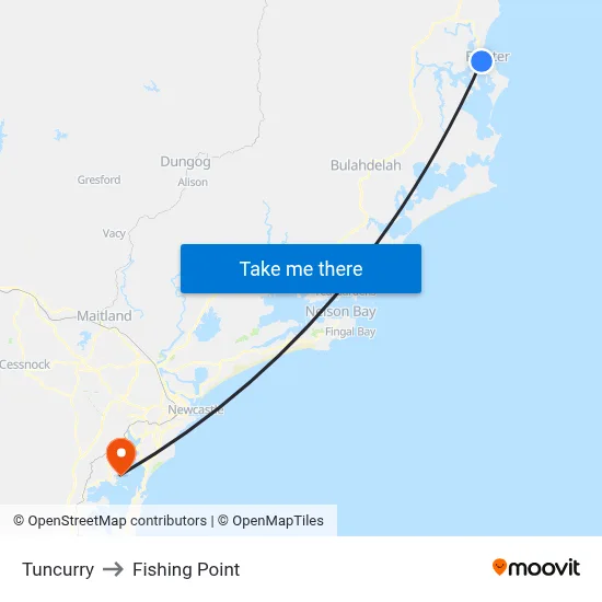 Tuncurry to Fishing Point map