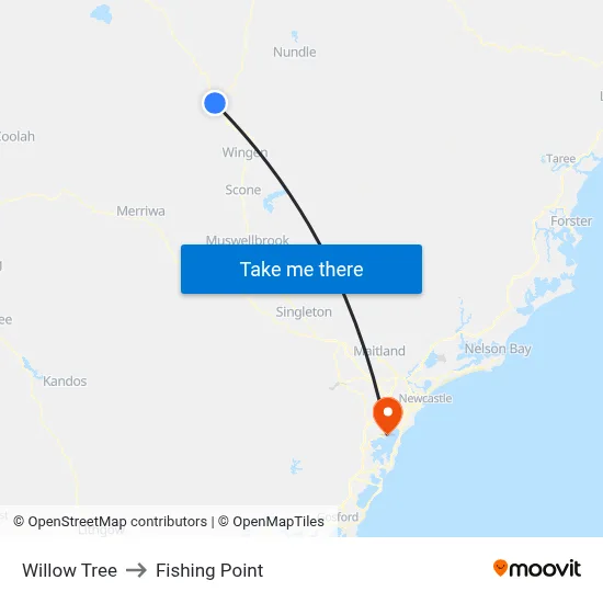 Willow Tree to Fishing Point map