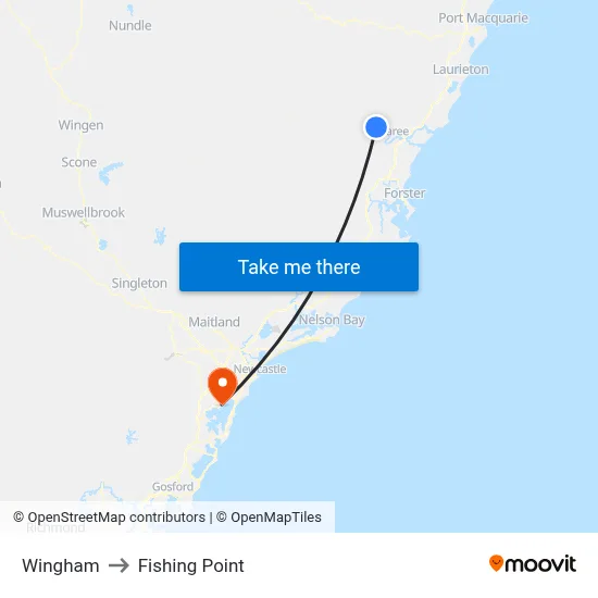 Wingham to Fishing Point map