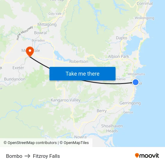 Bombo to Fitzroy Falls map