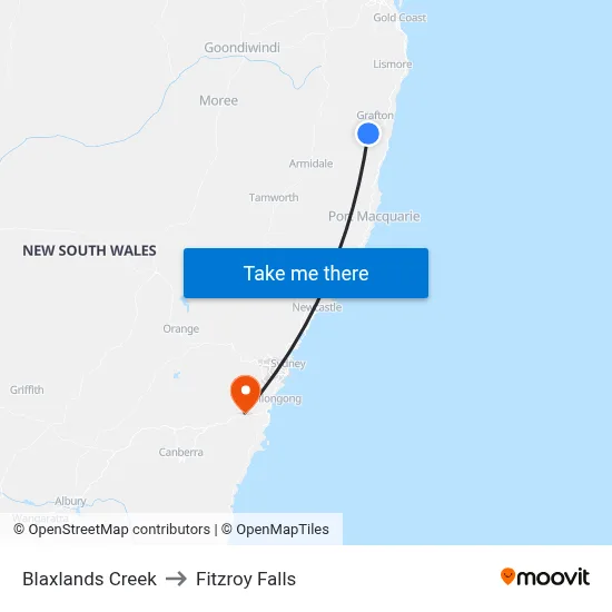 Blaxlands Creek to Fitzroy Falls map