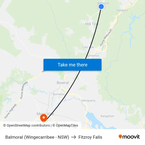 Balmoral (Wingecarribee - NSW) to Fitzroy Falls map