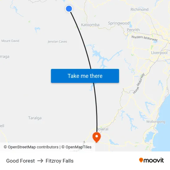 Good Forest to Fitzroy Falls map