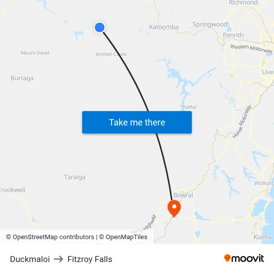 Duckmaloi to Fitzroy Falls map