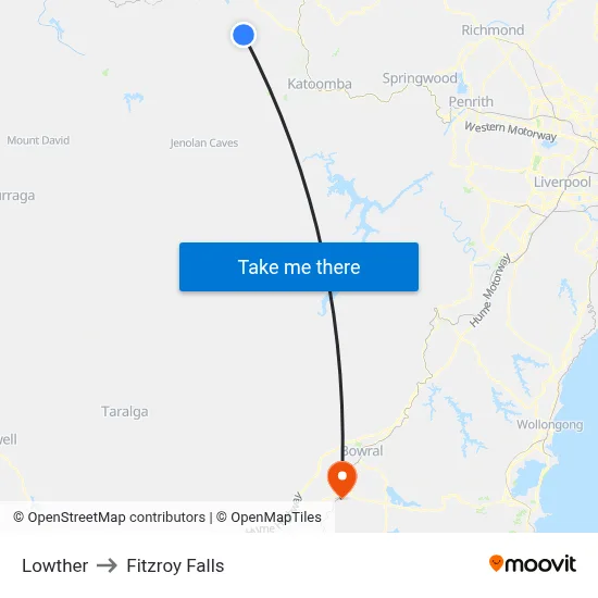 Lowther to Fitzroy Falls map