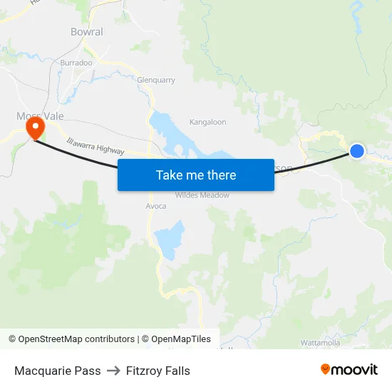 Macquarie Pass to Fitzroy Falls map