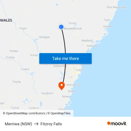 Merriwa (NSW) to Fitzroy Falls map