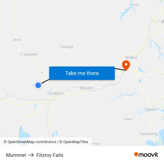 Mummel to Fitzroy Falls map