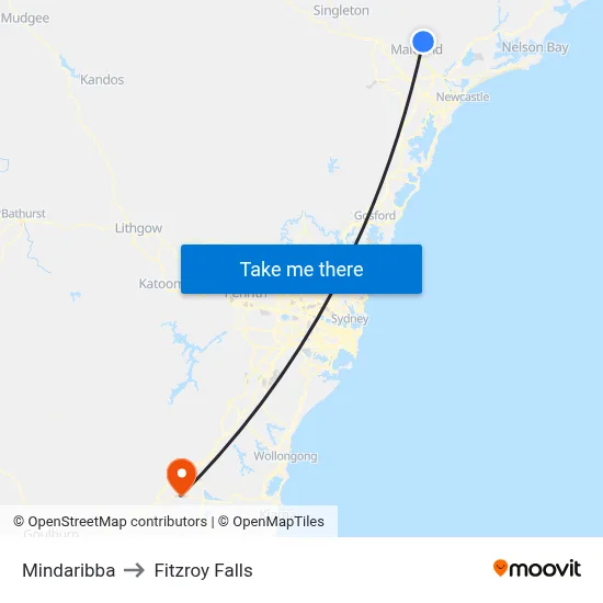 Mindaribba to Fitzroy Falls map