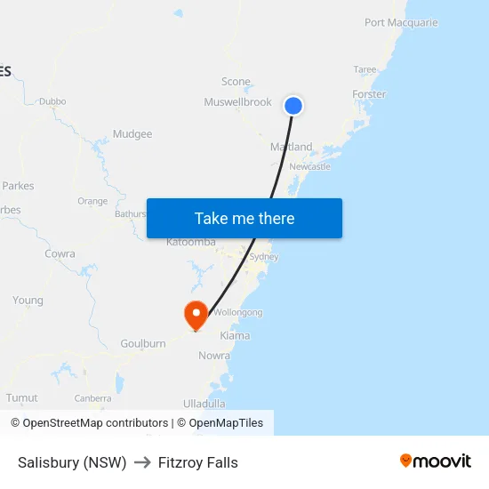 Salisbury (NSW) to Fitzroy Falls map