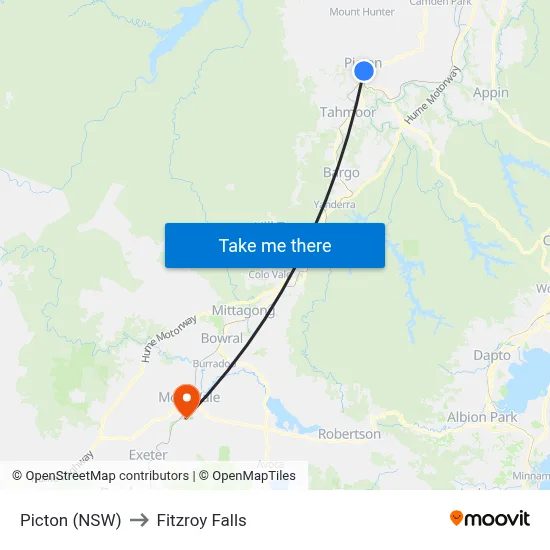 Picton (NSW) to Fitzroy Falls map