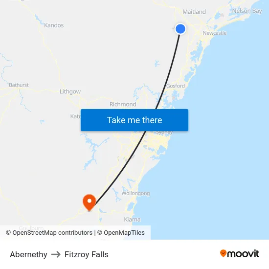 Abernethy to Fitzroy Falls map