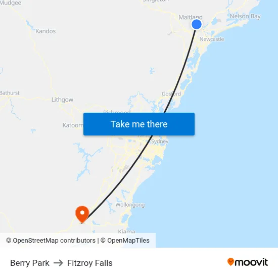 Berry Park to Fitzroy Falls map