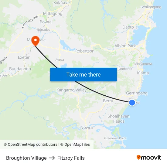Broughton Village to Fitzroy Falls map