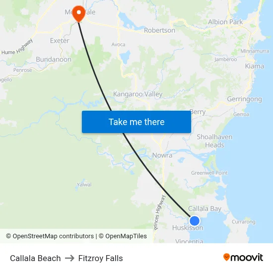 Callala Beach to Fitzroy Falls map