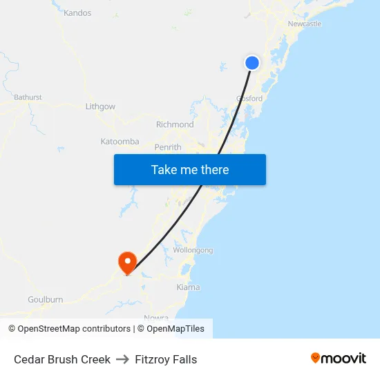 Cedar Brush Creek to Fitzroy Falls map