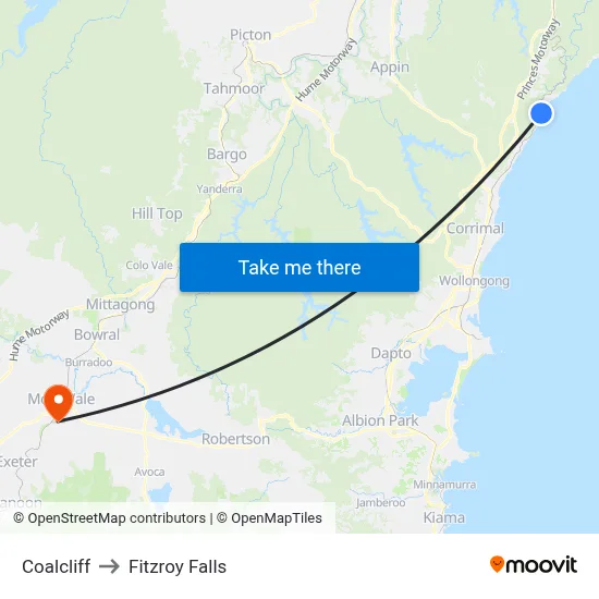 Coalcliff to Fitzroy Falls map