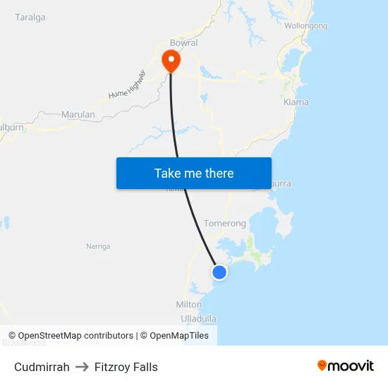 Cudmirrah to Fitzroy Falls map