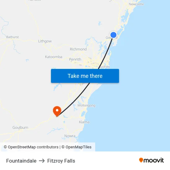 Fountaindale to Fitzroy Falls map