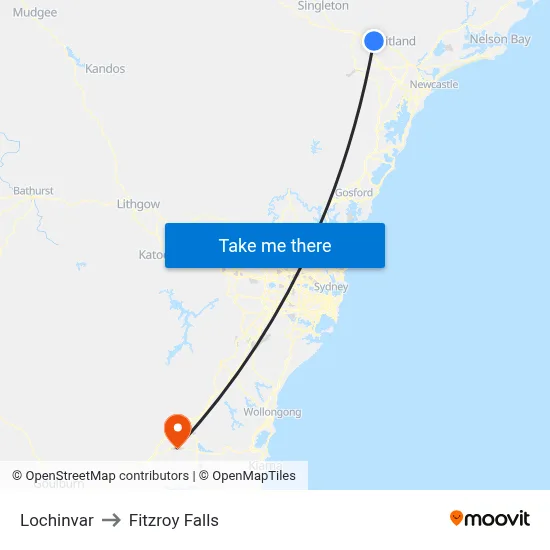 Lochinvar to Fitzroy Falls map
