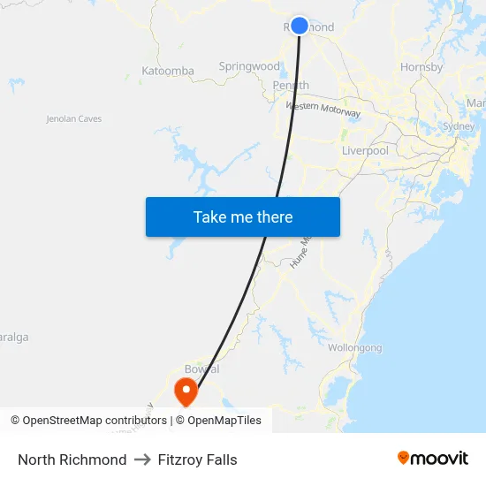 North Richmond to Fitzroy Falls map