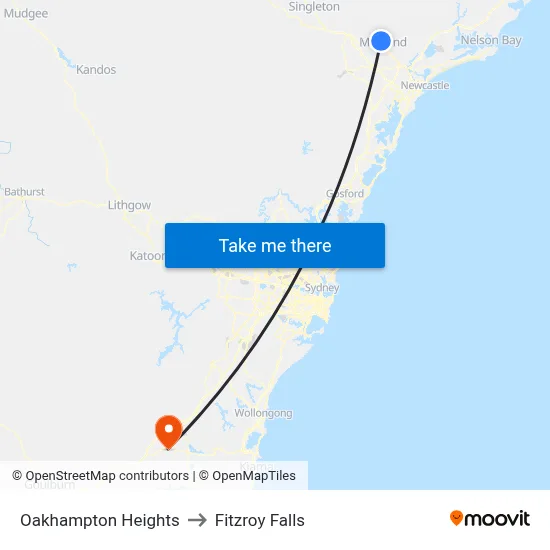 Oakhampton Heights to Fitzroy Falls map