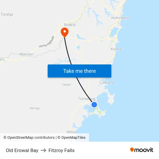 Old Erowal Bay to Fitzroy Falls map