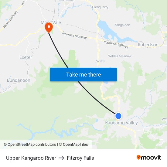 Upper Kangaroo River to Fitzroy Falls map