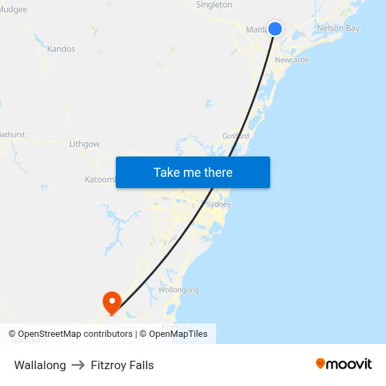 Wallalong to Fitzroy Falls map