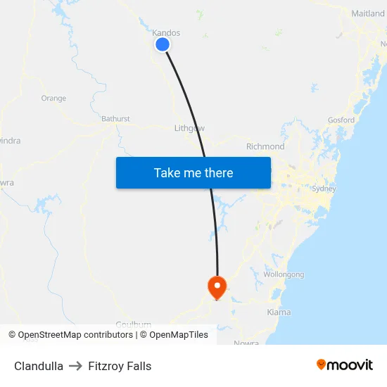 Clandulla to Fitzroy Falls map