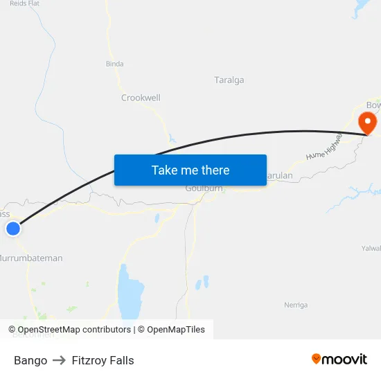 Bango to Fitzroy Falls map