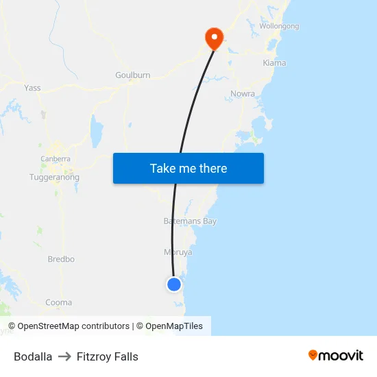Bodalla to Fitzroy Falls map