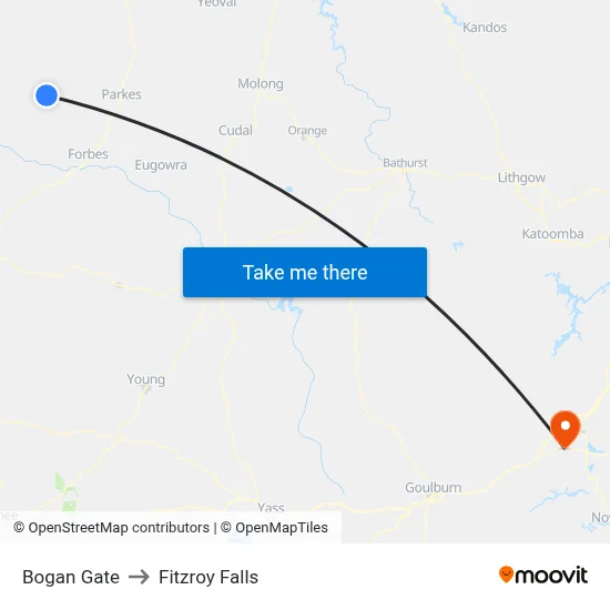 Bogan Gate to Fitzroy Falls map