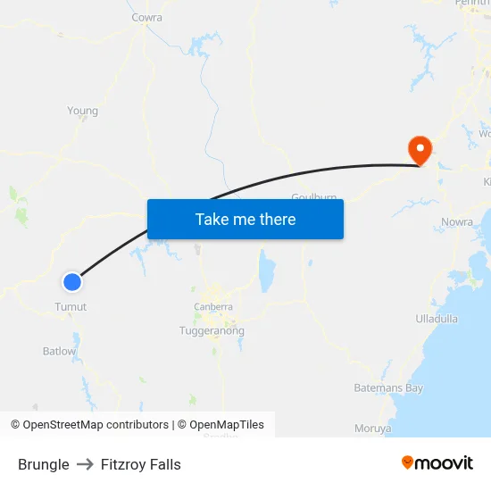 Brungle to Fitzroy Falls map