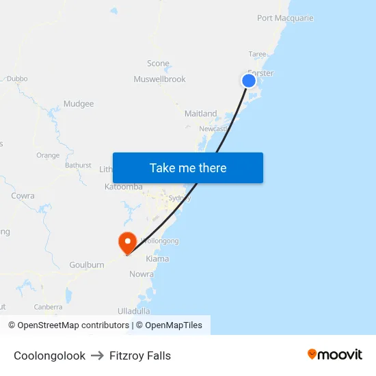 Coolongolook to Fitzroy Falls map