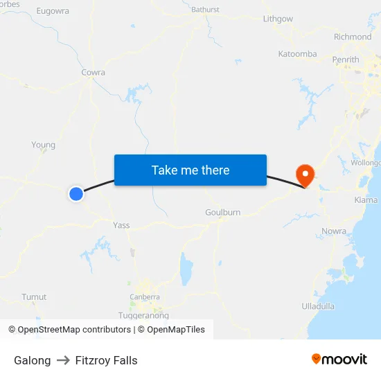 Galong to Fitzroy Falls map