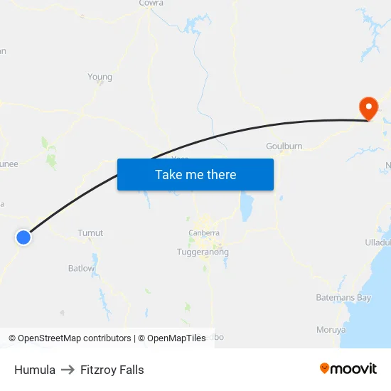Humula to Fitzroy Falls map